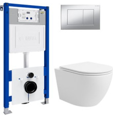 Унитаз подвесной Lauter Vortex 2110830 с кнопкой 219703J прямоугольная, сатин