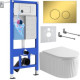 Унитаз подвесной Roxen Royal Matt в комплекте с инсталляцией StounFix Dual Fresh 6 в 1 968254 кнопка: золото