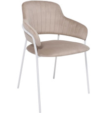 Стул с подлокотниками Алвест AV 448 серо-бежевый бархат H-08/белый