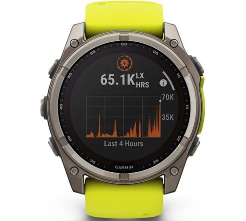 Умные часы Garmin Fenix 8 Solar, Sapphire 51мм титановый, желтый силиконовый ремешок