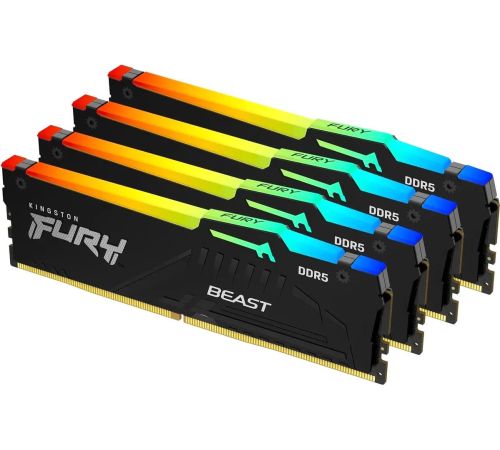 Оперативная память Kingston FURY Beast RGB 4x16ГБ DDR5 5200 МГц KF552C40BBAK4-64