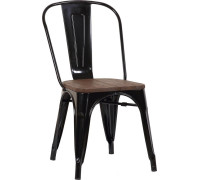 Стул Stool Group Tolix Wood YD-H440B-W LG-01 черный глянцевый/темное дерево