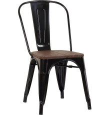 Стул Stool Group Tolix Wood YD-H440B-W LG-01 черный глянцевый/темное дерево