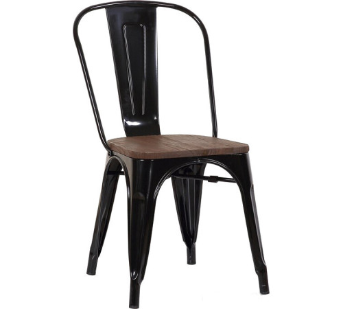 Стул Stool Group Tolix Wood YD-H440B-W LG-01 черный глянцевый/темное дерево