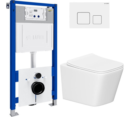 Унитаз подвесной Lauter Square 214903 с кнопкой 219702F квадратная, белый