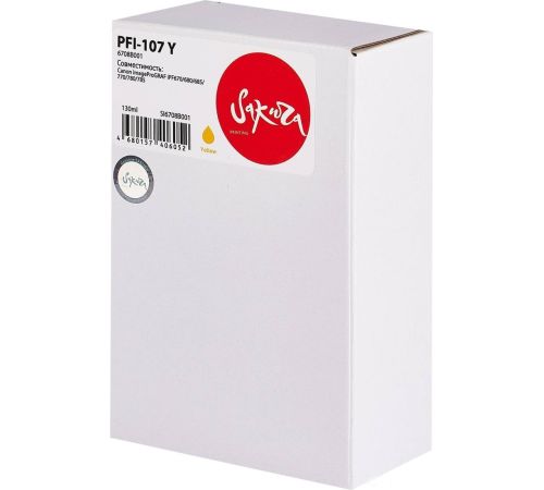 Картридж Sakura Printing SI6708B001 аналог Canon PFI-107 Y