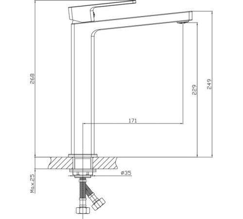 Умывальник Lauter 21487-50 + Cascade 21СК0655C с сифоном 21635CH хром
