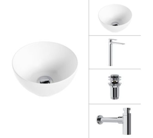 Умывальник Lauter 21601E + Reef 21CK8678C + сифон 21635CH + дон.клапан 21190CH хром
