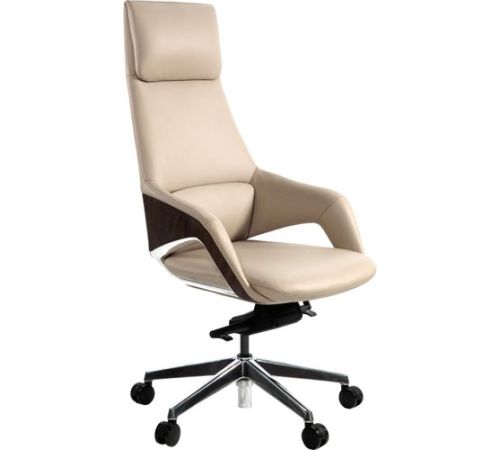 Офисное кресло Norden Шопен FK 0005-A Beige Leather кожа бежевая/алюминий
