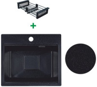 Кухонная мойка Marblan Comfort 48 черный, с сифоном и колландером