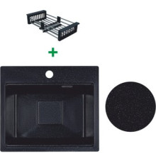 Кухонная мойка Marblan Comfort 48 черный, с сифоном и колландером