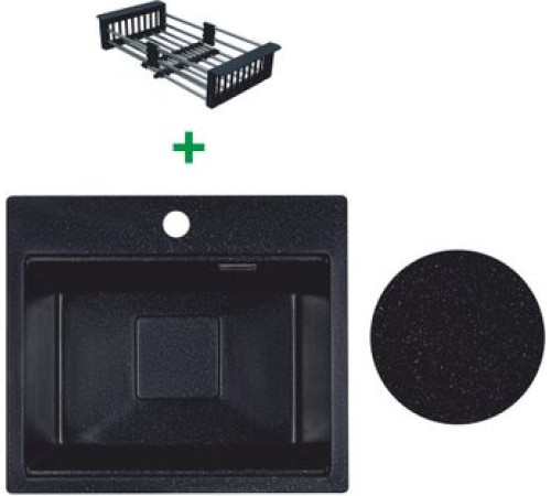 Кухонная мойка Marblan Comfort 48 черный, с сифоном и колландером