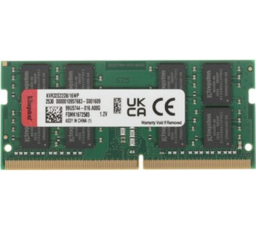 Оперативная память Kingston 16ГБ DDR4 SODIMM 3200 МГц KVR32S22D8/16WP
