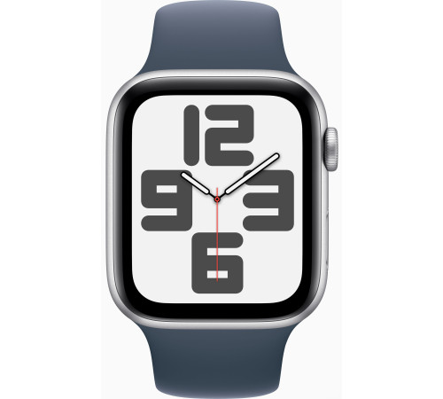 Умные часы Apple Watch SE 2 44 мм алюминиевый корпус, серебристый/грозовой синий, спортивный силиконовый ремешок S/M