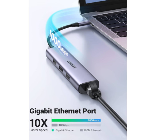 USB-хаб  Ugreen CM475 USB C to Ethernet 60600