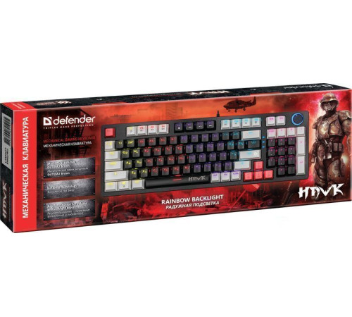 Клавиатура Defender Hawk GK-418 черный, Outemu Brown