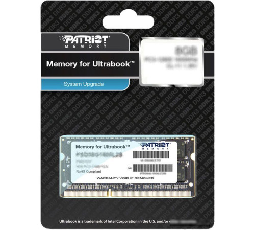 Оперативная память Patriot Memory for Ultrabook 8GB DDR3 SO-DIMM PC3-12800 PSD38G1600L2S