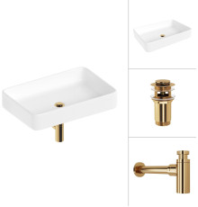 Умывальник Lauter 21842 + клапан 21190G + сифон 21635G золото