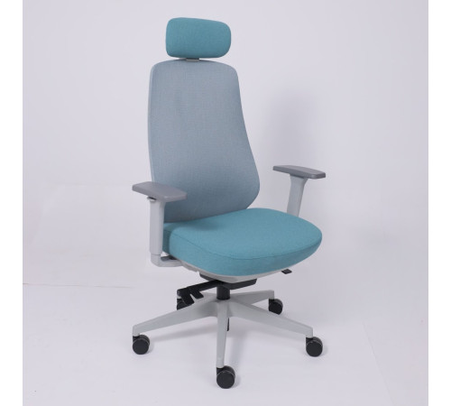 Офисное кресло AksHome Fenix светло-серый/бирюзовый/серый полиамид