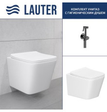 Унитаз подвесной Lauter Square с жестким сиденьем Soft Close 214903 + Breez 21GN7072BM скрытое крепление