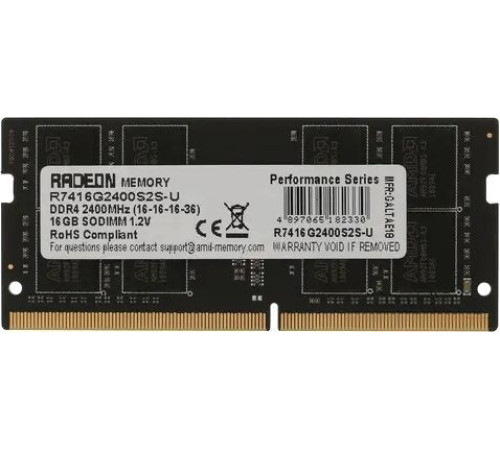 Оперативная память AMD Radeon R7 Performance Series 16ГБ DDR4 SODIMM 2400 МГц R7416G2400S2S-U