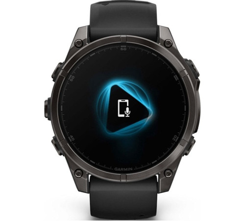 Умные часы Garmin Fenix 8 Sapphire, Titanium 47мм угольно-черный DLC, пепельно-черный силиконовый ремешок