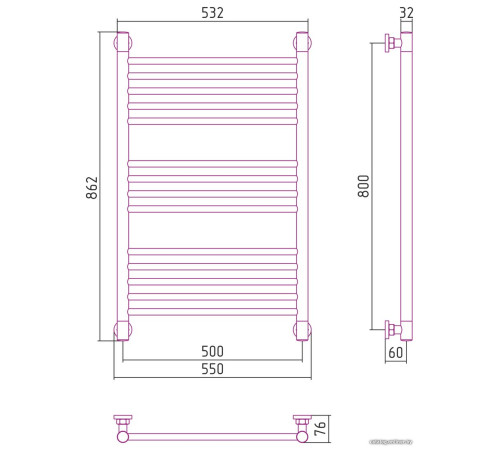 Полотенцесушитель Сунержа Богема+ прямая 800х500 12-0220-8050