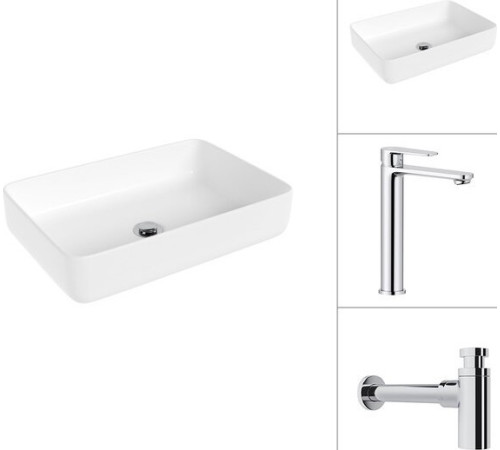 Умывальник Lauter 21487-50 + Moon 21СK81691C с сифоном 21635CH хром