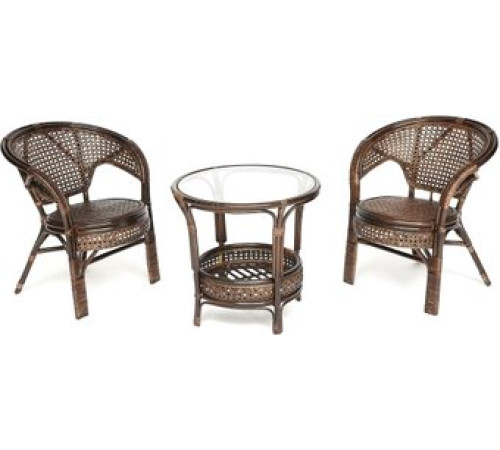 Набор садовой мебели TetChair Pelangi стол/2 кресла, без подушек, walnut