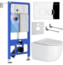 Унитаз подвесной Roxen Vortex Tornado в комплекте с инсталляцией StounFix Dual Fresh 6 в 1 964332 кнопка: хром глянец