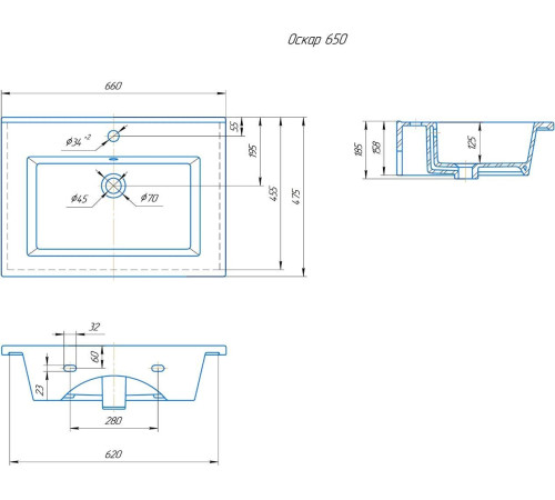 Умывальник Kirovit Оскар 65