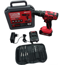 Дрель-шуруповерт Edon UAD-21A с 2-мя АКБ, кейс, набор оснастки
