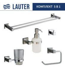 Набор аксессуаров для ванной Lauter 21SH6061 + 21SH6171 + 21SH6091 + 21SH6071 + 21SH6021 Chrome, 5 предметов