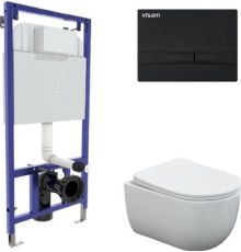 Унитаз подвесной Berges Wasserhaus Ventas Rimless + Visam Slim 525 EX-043344 с кнопкой