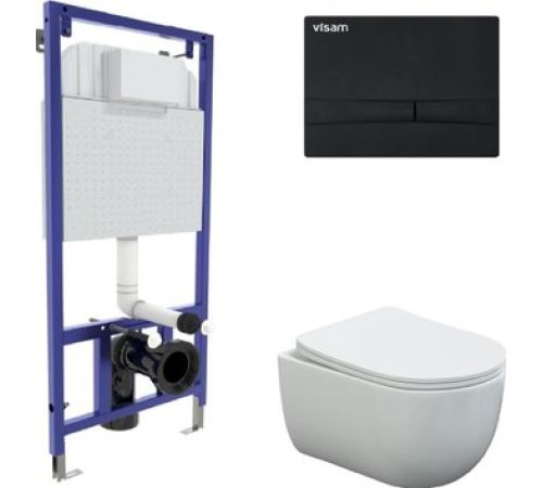 Унитаз подвесной Berges Wasserhaus Ventas Rimless + Visam Slim 525 EX-043344 с кнопкой