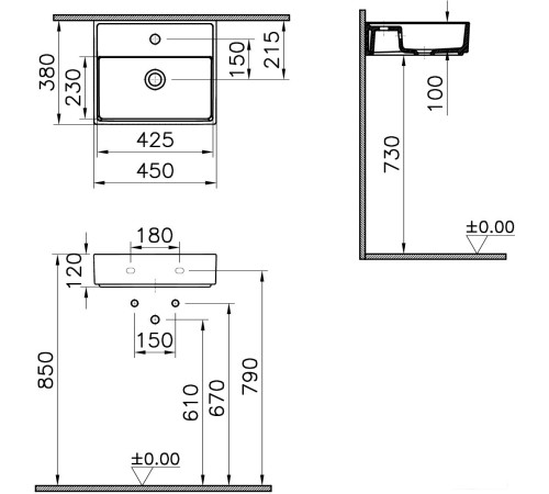 Умывальник Vitra ArchiPlan 7400B003-0001