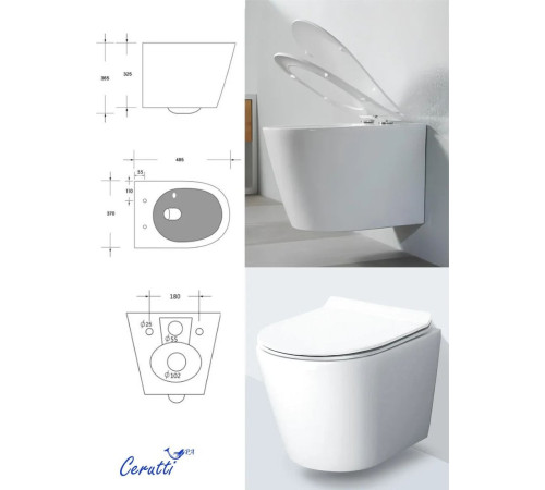 Унитаз подвесной Cerutti Luigi Aria Tornado CT11101