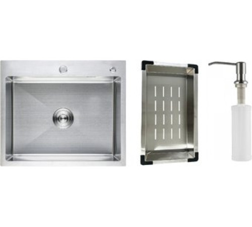 Кухонная мойка Schtoff Best Premium Silver 6050 + коландер K-1 BLACK + дозатор SD-1 SILVER