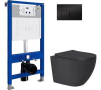 Унитаз подвесной Lauter Augsburg 21109EC + 21901001 + 219704F черный матовый с кнопкой смыва черный
