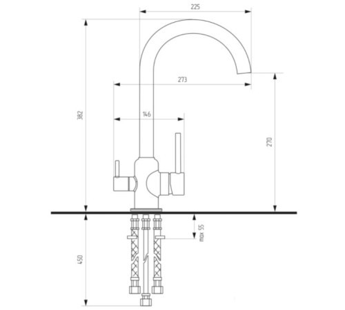 Смеситель Ulgran U-020 304 нержавеющая сталь