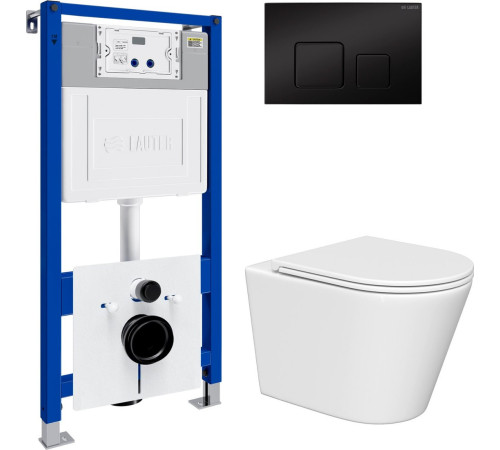 Унитаз подвесной Lauter Longer 2110822 с кнопкой 219704F квадратная, черный