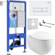 Унитаз подвесной Roxen Egg в комплекте с инсталляцией StounFix Dual Fresh 6 в 1 964170 кнопка: белый глянец