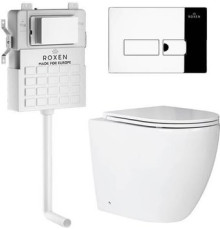 Унитаз приставной Roxen Antares в комплекте с инсталляцией Attach 5 в 1 967038 кнопка: хром глянцевый