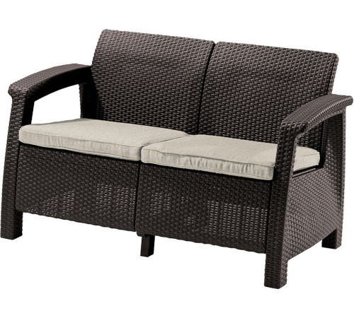 Садовый диван Keter Corfu II Love Seat 258946 коричневый