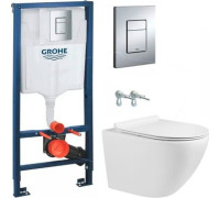 Унитаз подвесной Grado GD-W203T + GROHE Rapid SL 38772001 с кнопкой смыва