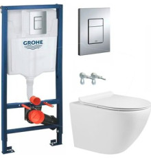 Унитаз подвесной Grado GD-W203T + GROHE Rapid SL 38772001 с кнопкой смыва
