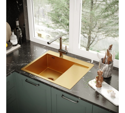 Кухонная мойка Mixline Pro 552924 золото, с сифоном