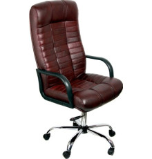 Офисное кресло Деловая обстановка Атлант Хром ХН кожа люкс коричневый