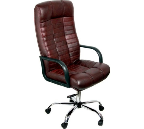 Офисное кресло Деловая обстановка Атлант Хром ХН кожа люкс коричневый