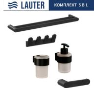 Набор аксессуаров для ванной Lauter 21TS3019 + 21TS3021 + 21TS3009 + 21TS3013 + 21TS3002 Matt Black, 5 предметов